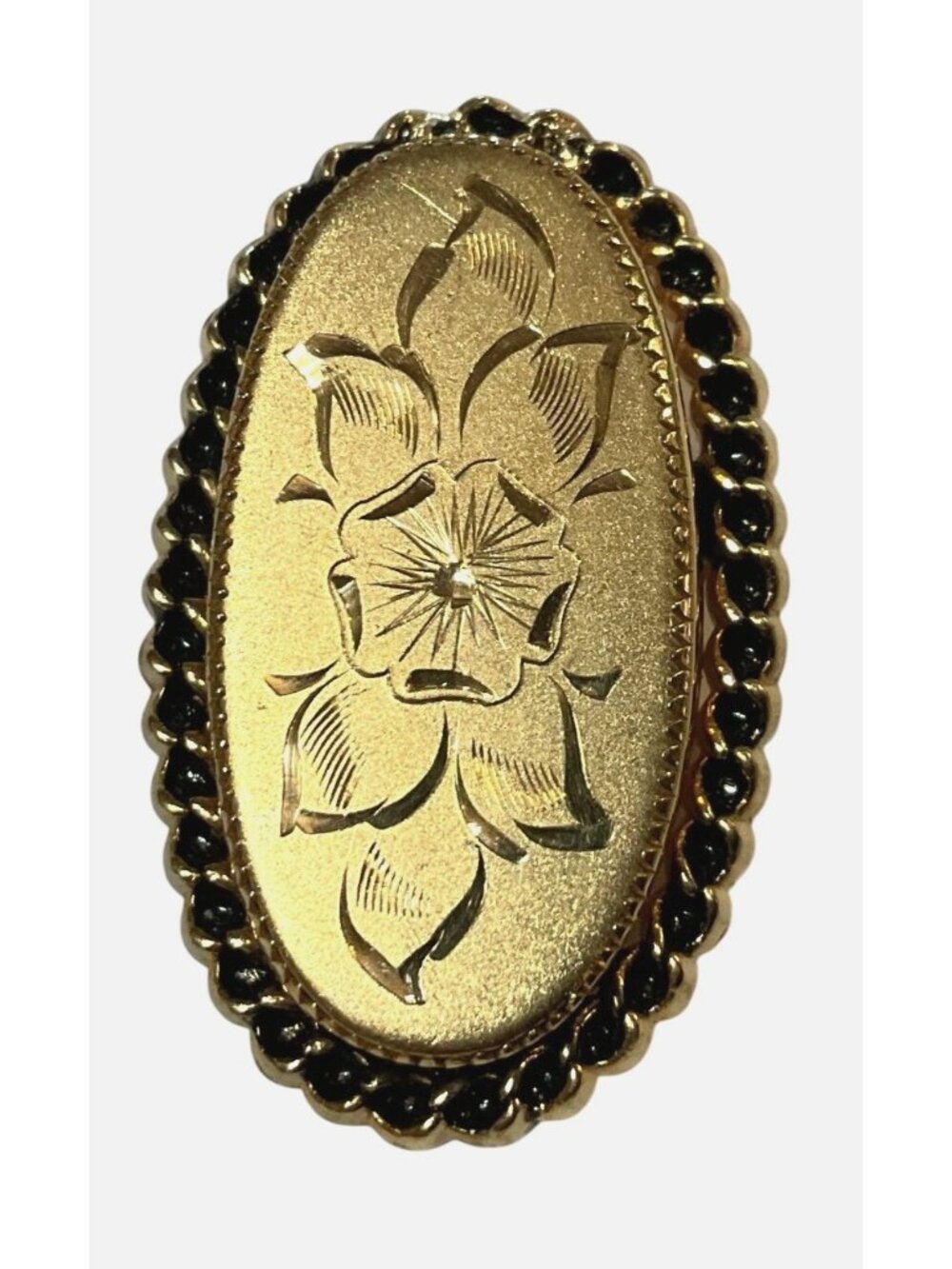 Vintage Gold-Filled 12K Brooch Pin Art Nouveau Etched Floral Design 1.5" Womens